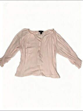 Karen Kane Light Pink Tie-Front Peasant Blouse